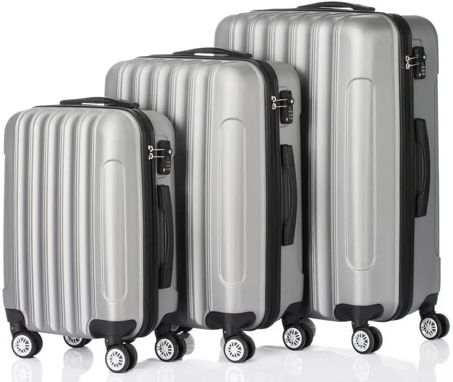 Fits for 20 24 28' 3 Piece Nested Spinner Suitcase Luggage Set with TSA Lock Grey