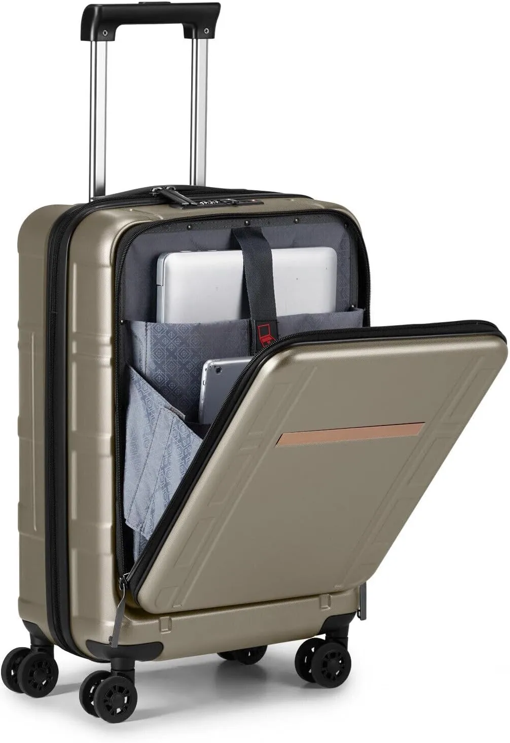 Fits for 20' Extensible Carry on Luggage 22x14x9 PC ABS Hard Shell Suitcase Front Pocket