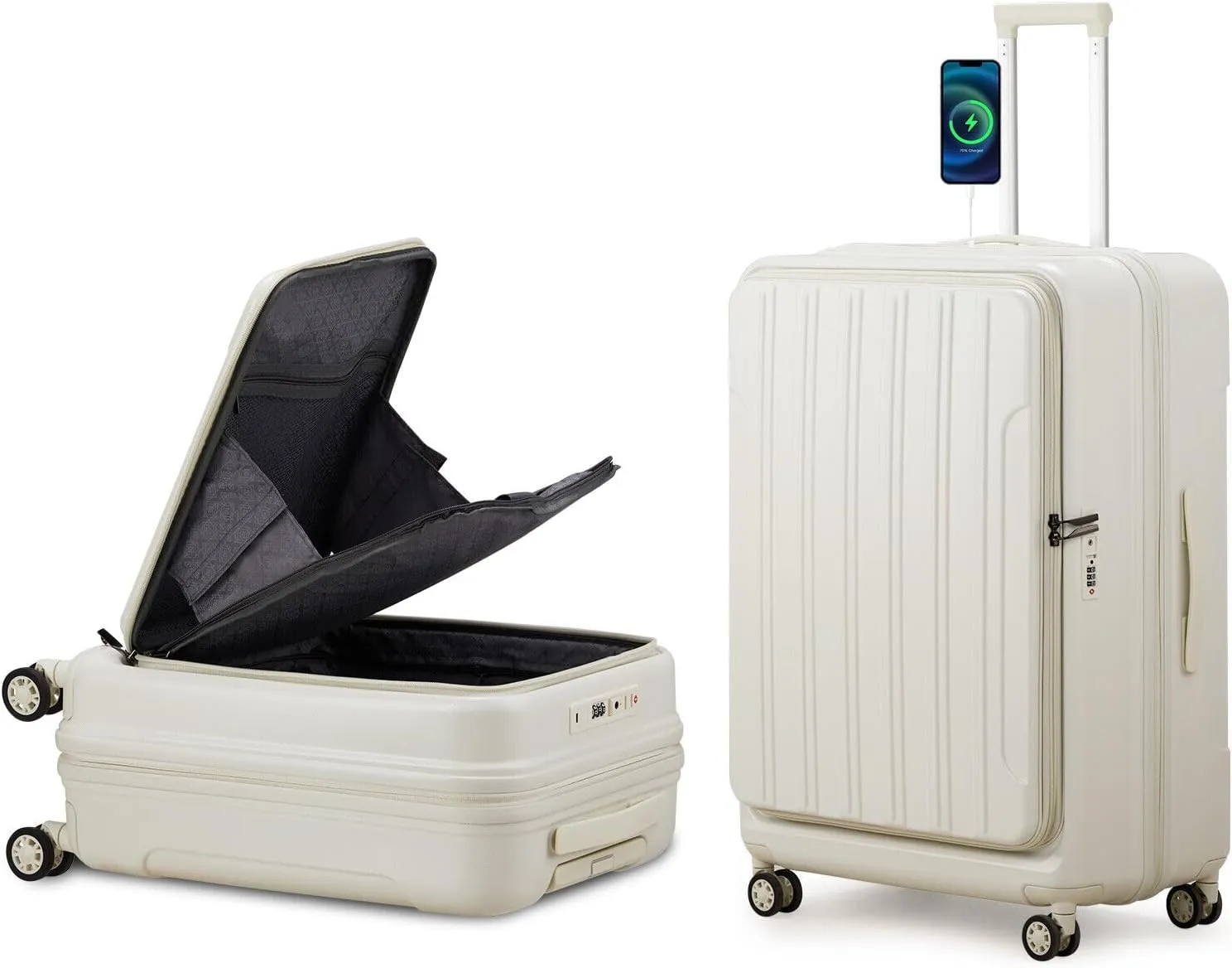 Fits for Extensible 20' Carry On Luggage Front Pocket Hard Shell Suitcases with Port