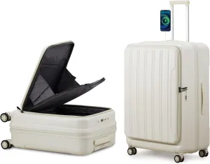Fits for Extensible 20' Carry On Luggage Front Pocket Hard Shell Suitcases with Port