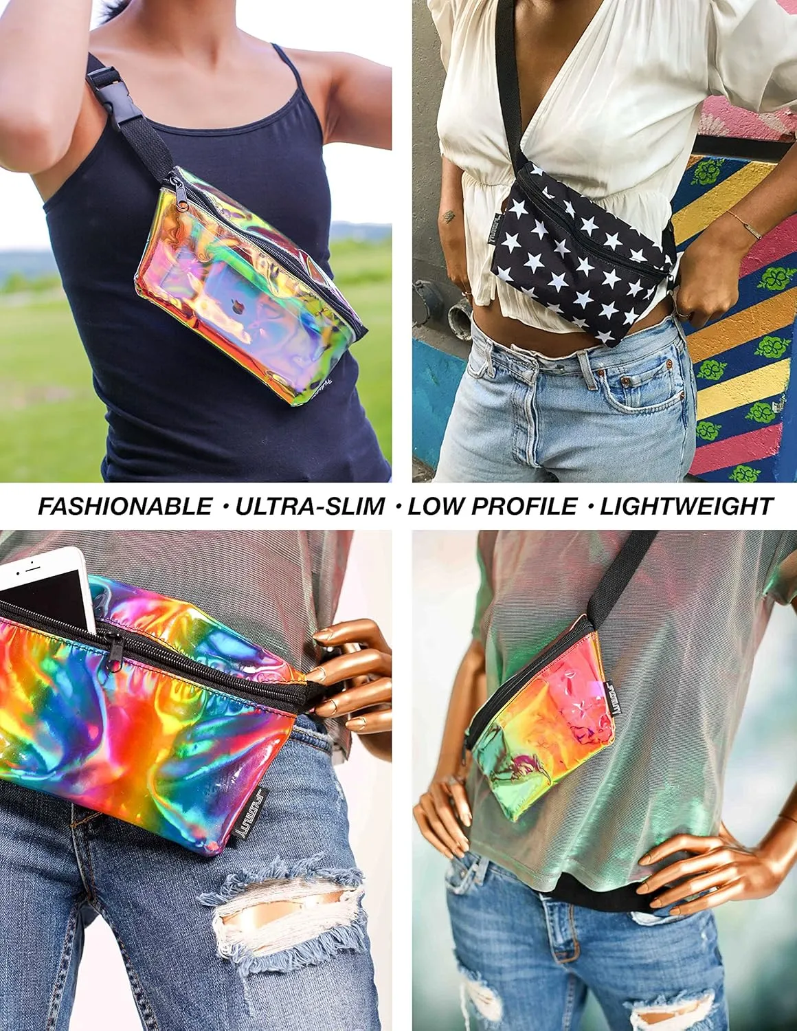 Floral Blue Fanny Pack Crossbody Bags for Women Festival Bag Cute Fanny Packs for Women Fashionable Concert Rave Accessories Small Fanny Pack for Men Womens Fashion Belt Waist Hip Bum Slim 90