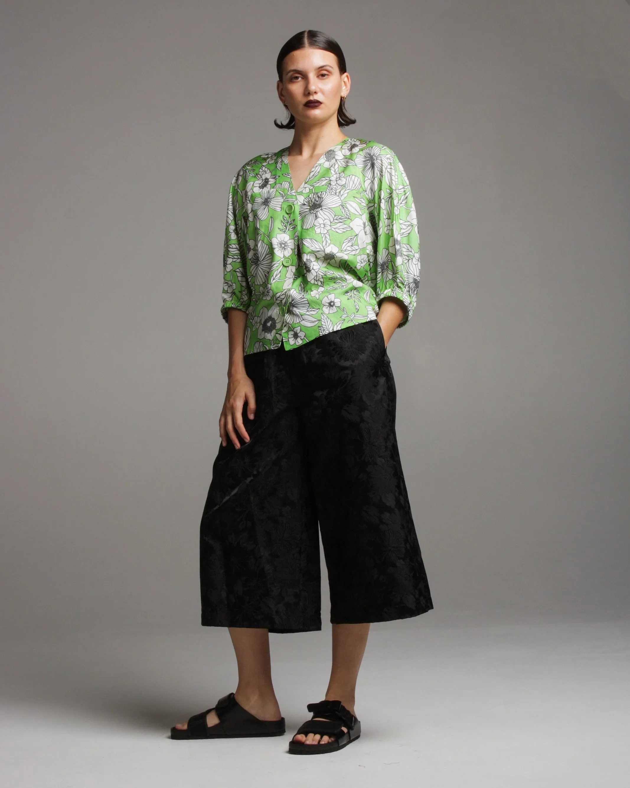 Floral Jacquard Wide Trouser