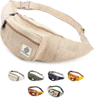 Freakmandu Eco-Friendly Boho Hippie Style Hemp Fanny Pack White Hip Waist Bag for Hiking Running Jogging (Nirvana)