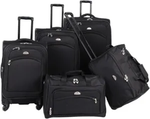 French Fabulous 5-Piece Luggage Set, Large Spinner 28", Medium 26", Carry-On 22", Wheeled Duffel, Personal Bag, Lightweight & Stylish!