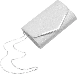 GALPADA Dress Purse for Women Black Clutch Bag with Glitter for Evening Events