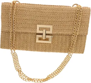 GALPADA Handbag Woven Clutch Purse with Chain Bag for Party Evening Out Stylish and Versatile