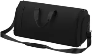 Garment Bag Weekender Bag Leather Duffle Bag for Hiking Outdoor Backpacking Trip, Black