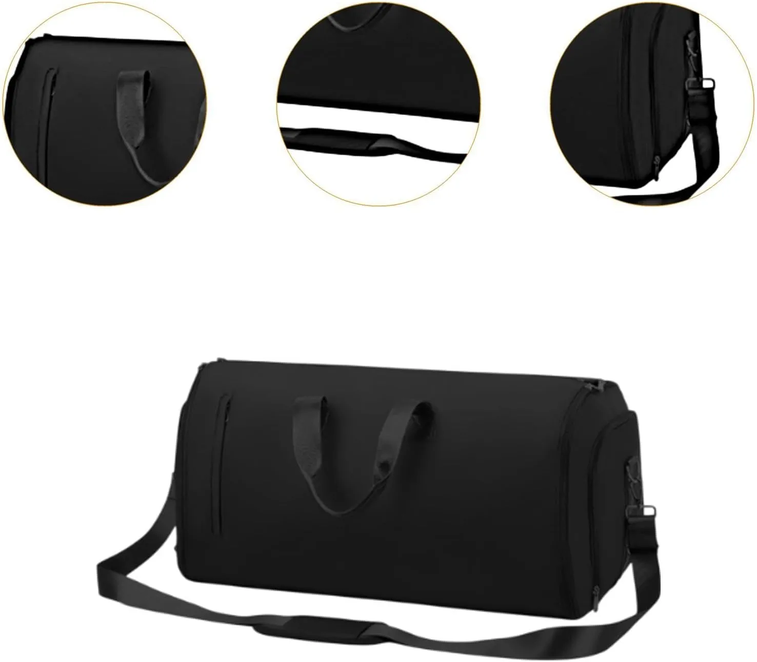 Garment Bag Weekender Bag Leather Duffle Bag for Hiking Outdoor Backpacking Trip, Black