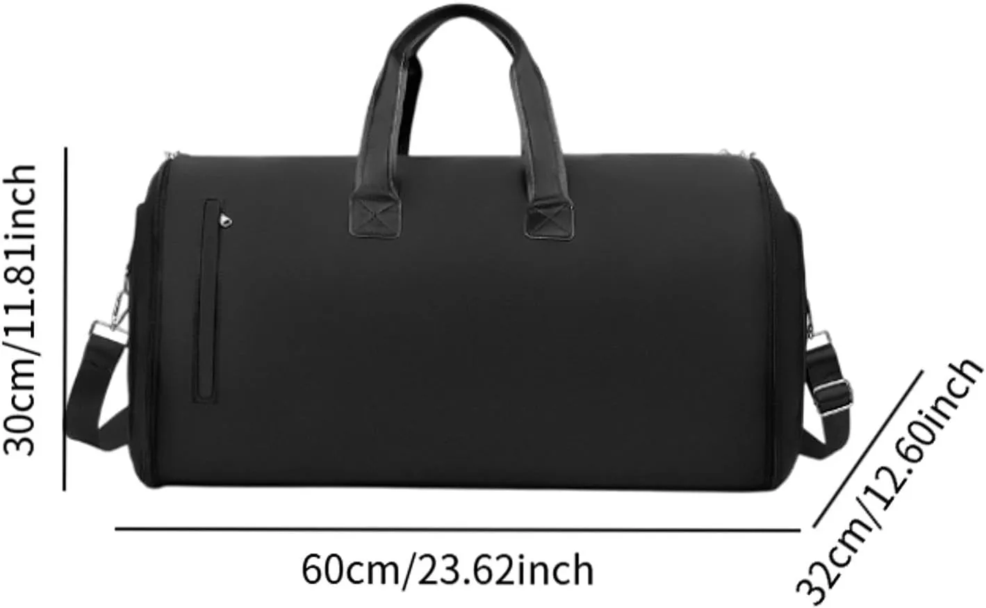 Garment Bag Weekender Bag Leather Duffle Bag for Hiking Outdoor Backpacking Trip, Black