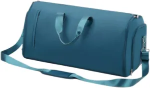 Garment Bag Weekender Bag Leather Duffle Bag for Hiking Outdoor Backpacking Trip, Blue