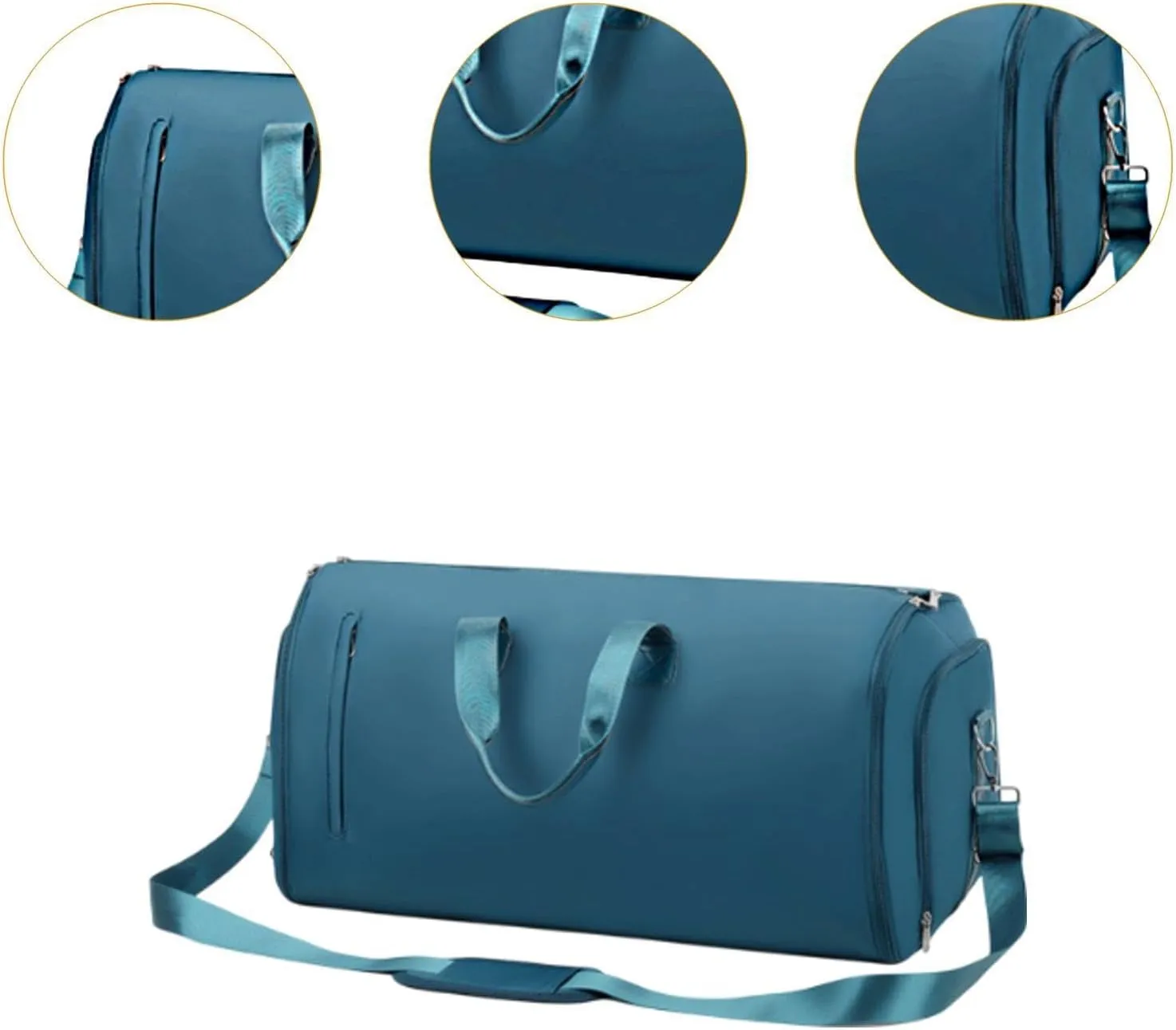 Garment Bag Weekender Bag Leather Duffle Bag for Hiking Outdoor Backpacking Trip, Blue