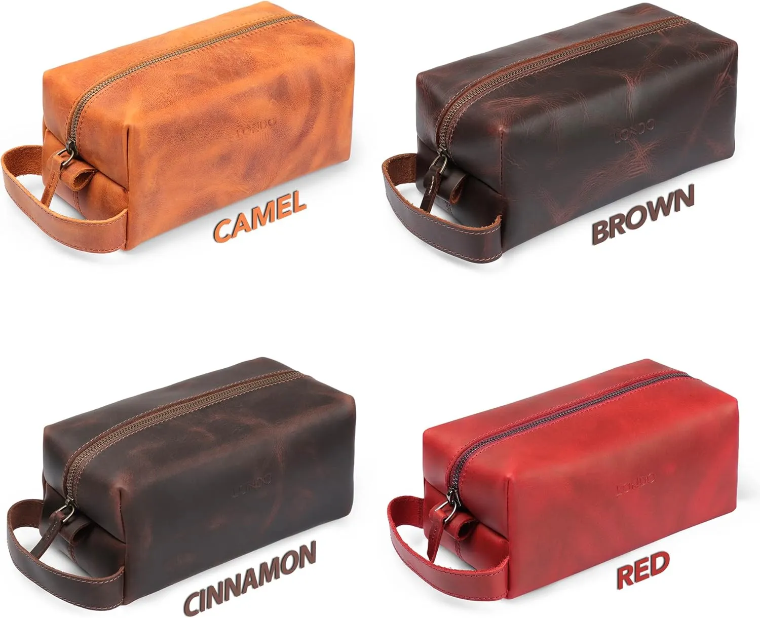 Genuine Leather Travel Toiletry, Makeup, Shaving Organizer Bag - Dopp Kits - Unisex