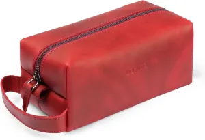 Genuine Leather Travel Toiletry, Makeup, Shaving Organizer Bag - Dopp Kits - Unisex