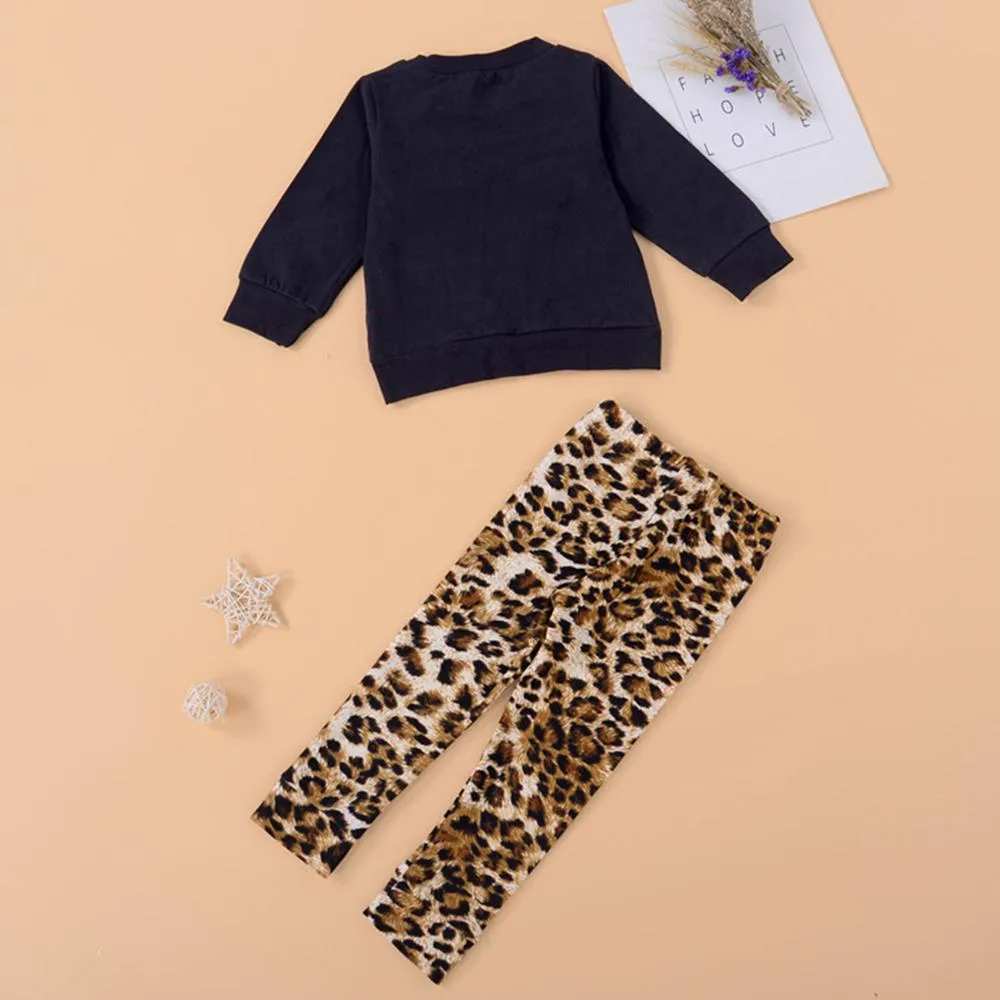 Girls Long Sleeve Leopard Top & Trousers Kids Wholesale Clothing