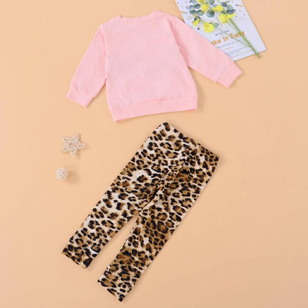 Girls Long Sleeve Leopard Top & Trousers Kids Wholesale Clothing