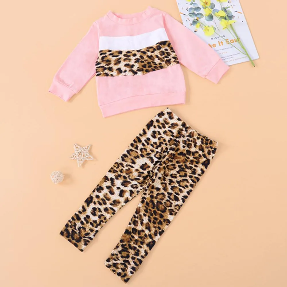 Girls Long Sleeve Leopard Top & Trousers Kids Wholesale Clothing