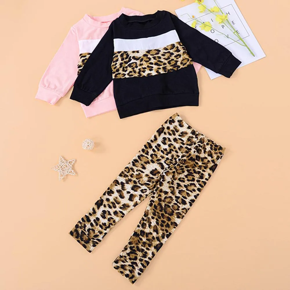Girls Long Sleeve Leopard Top & Trousers Kids Wholesale Clothing