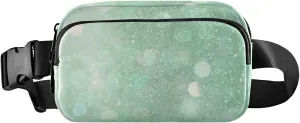 Glitter Green Belt Bag for Women Men Fanny Pack Small Waist Pouch Crossbody Bags for Outdoor Hiking Running Travel