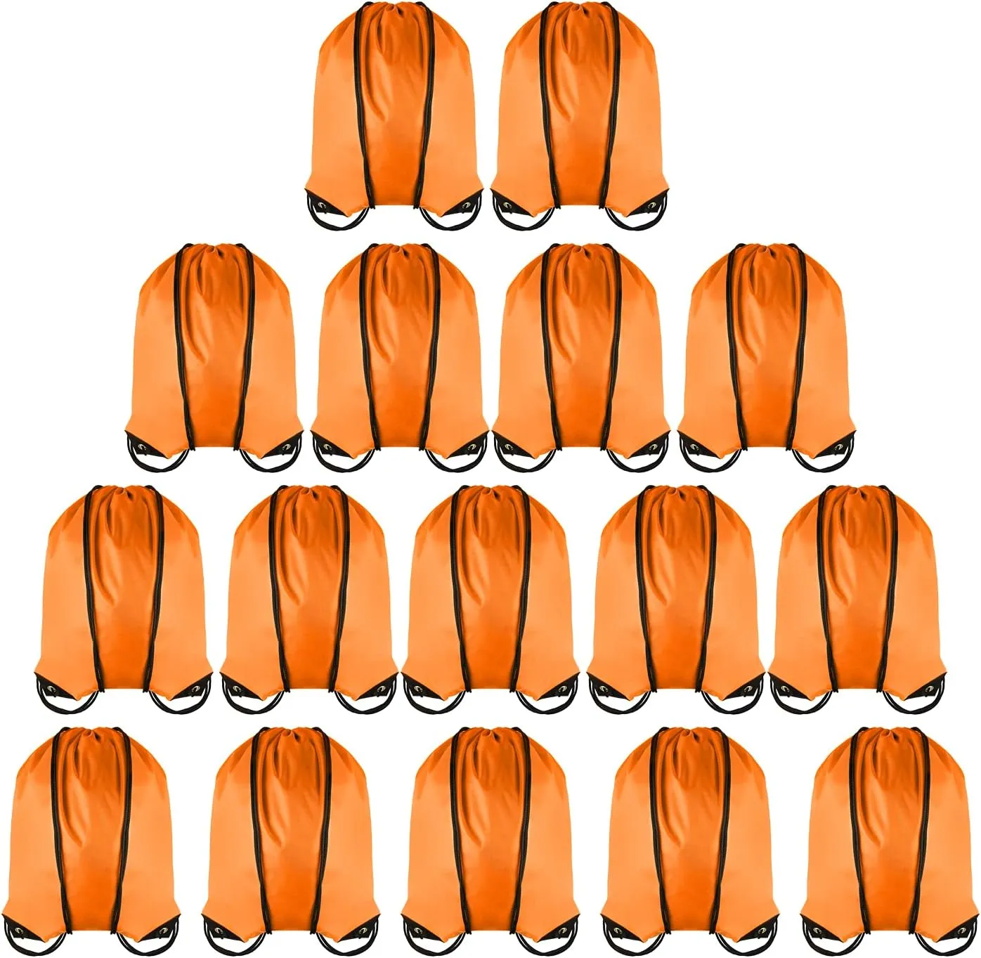 GoodtoU Drawstring Bags Bulk Cinch Backpacks - Nylon Drawstring Backpack Sports String bags 16 Pcs Orange