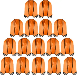 GoodtoU Drawstring Bags Bulk Cinch Backpacks - Nylon Drawstring Backpack Sports String bags 16 Pcs Orange