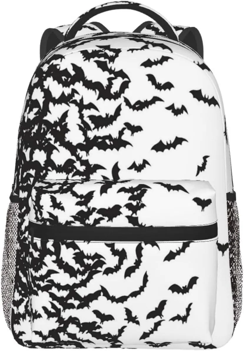 Gothic Goth Horror Backpack,Fashion Bat Pattern Daypack Computer Backpacks Bookbag for Men Women