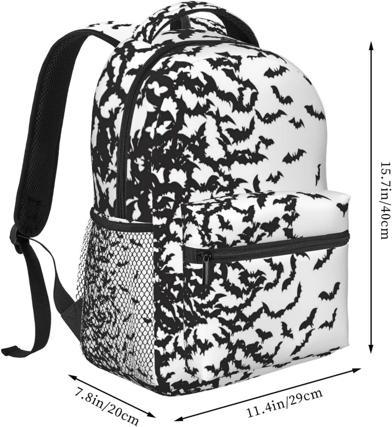 Gothic Goth Horror Backpack,Fashion Bat Pattern Daypack Computer Backpacks Bookbag for Men Women