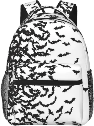 Gothic Goth Horror Backpack,Fashion Bat Pattern Daypack Computer Backpacks Bookbag for Men Women