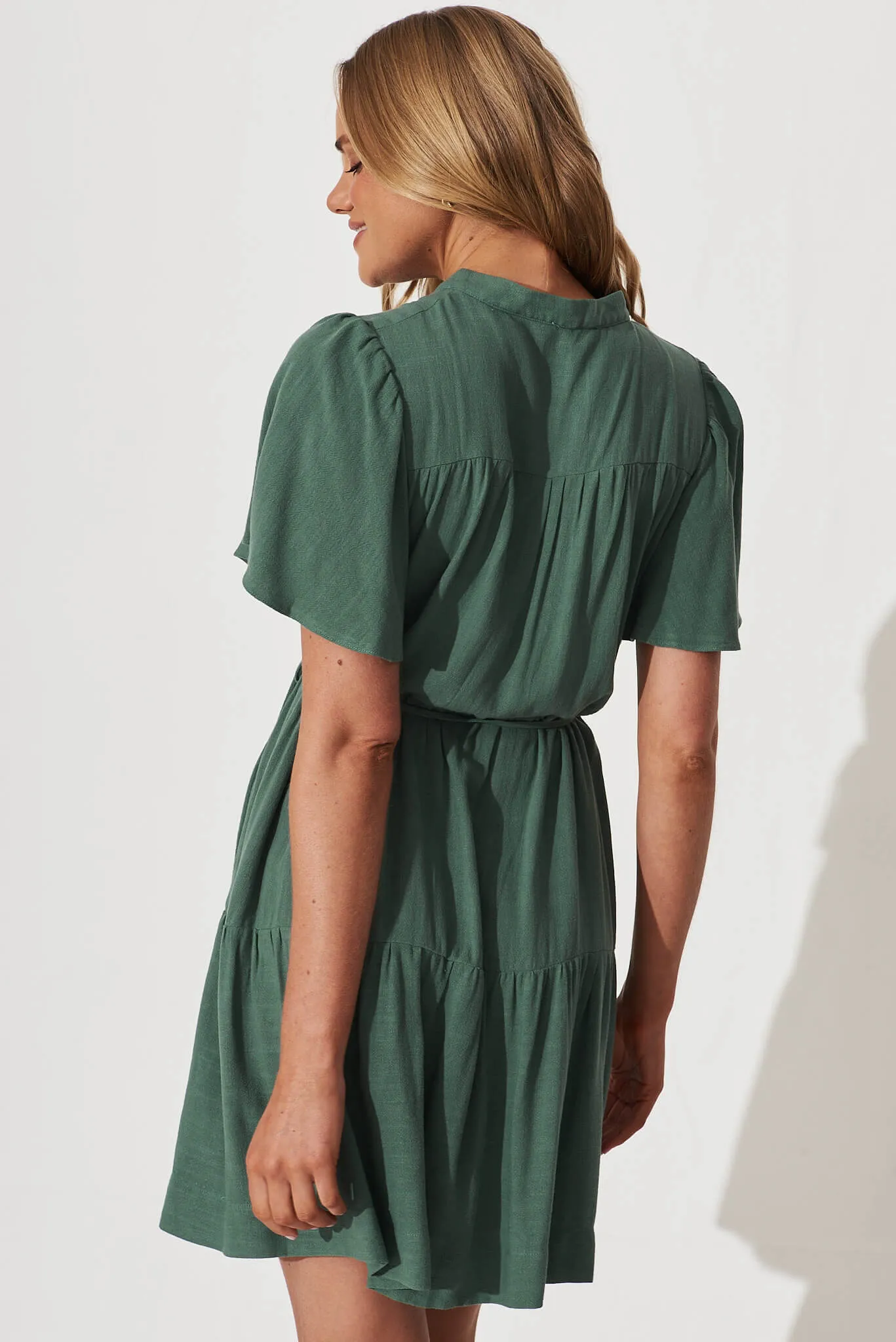 Green Linen Blend Rosemary Dress