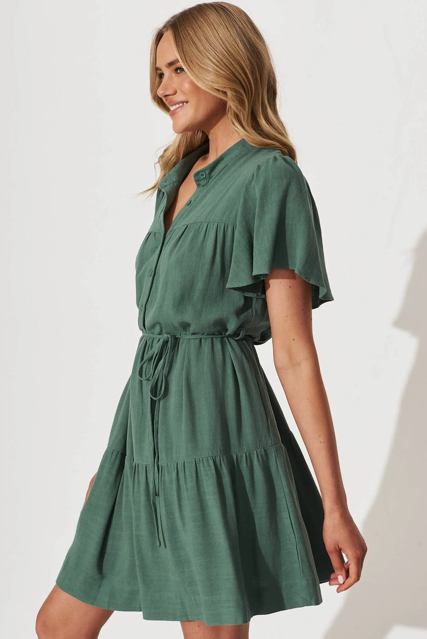 Green Linen Blend Rosemary Dress