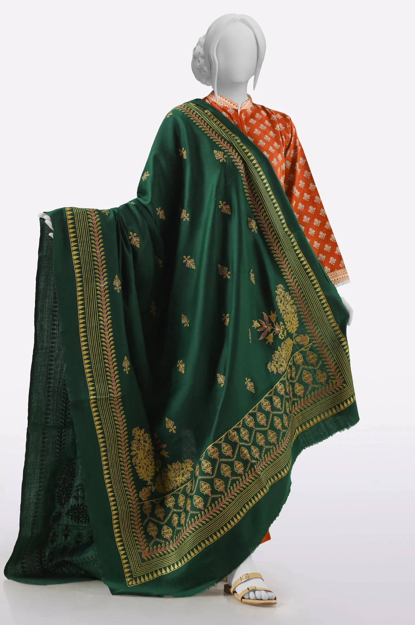 Green Printed Shawl