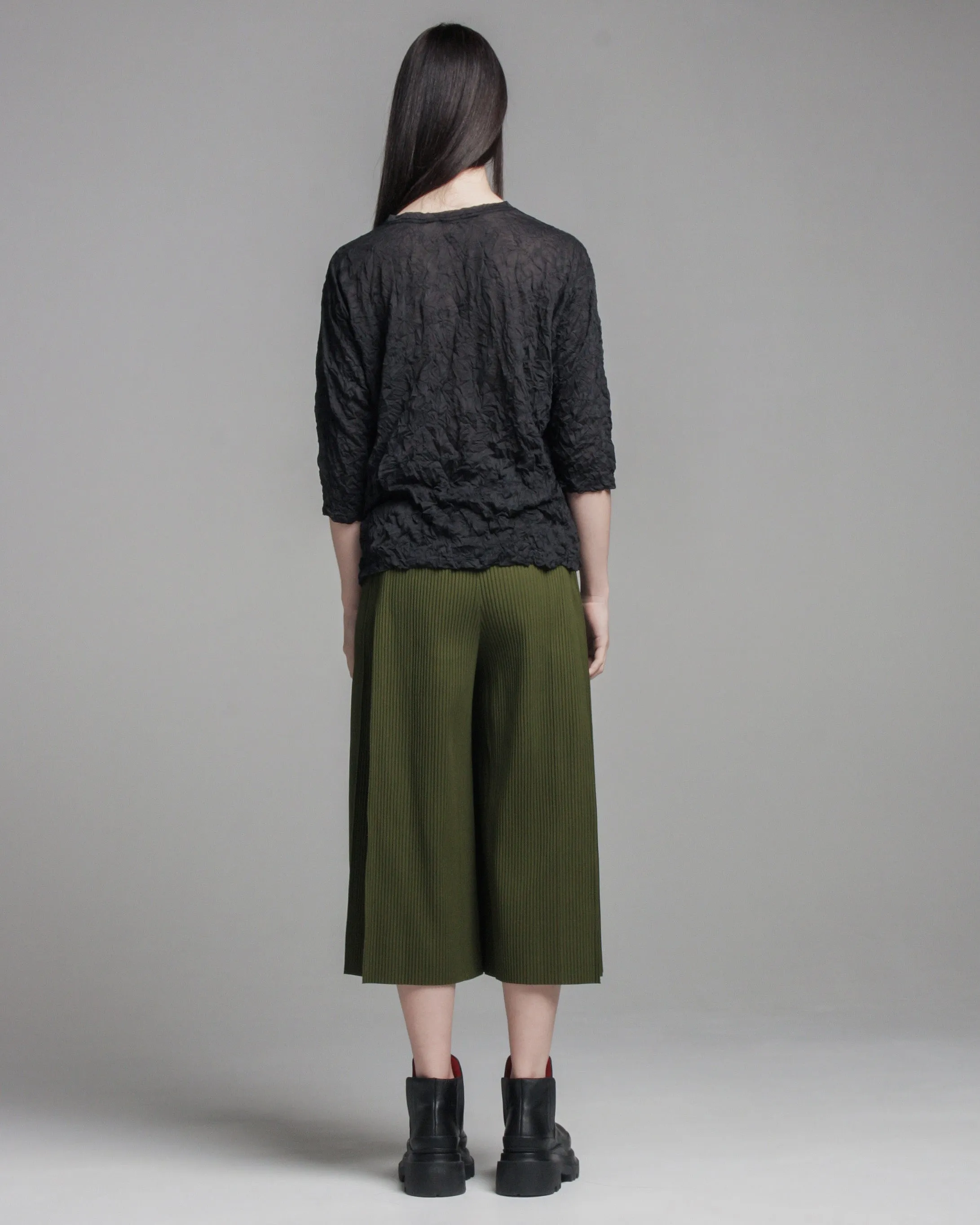 Green Tuck Pleat Pants