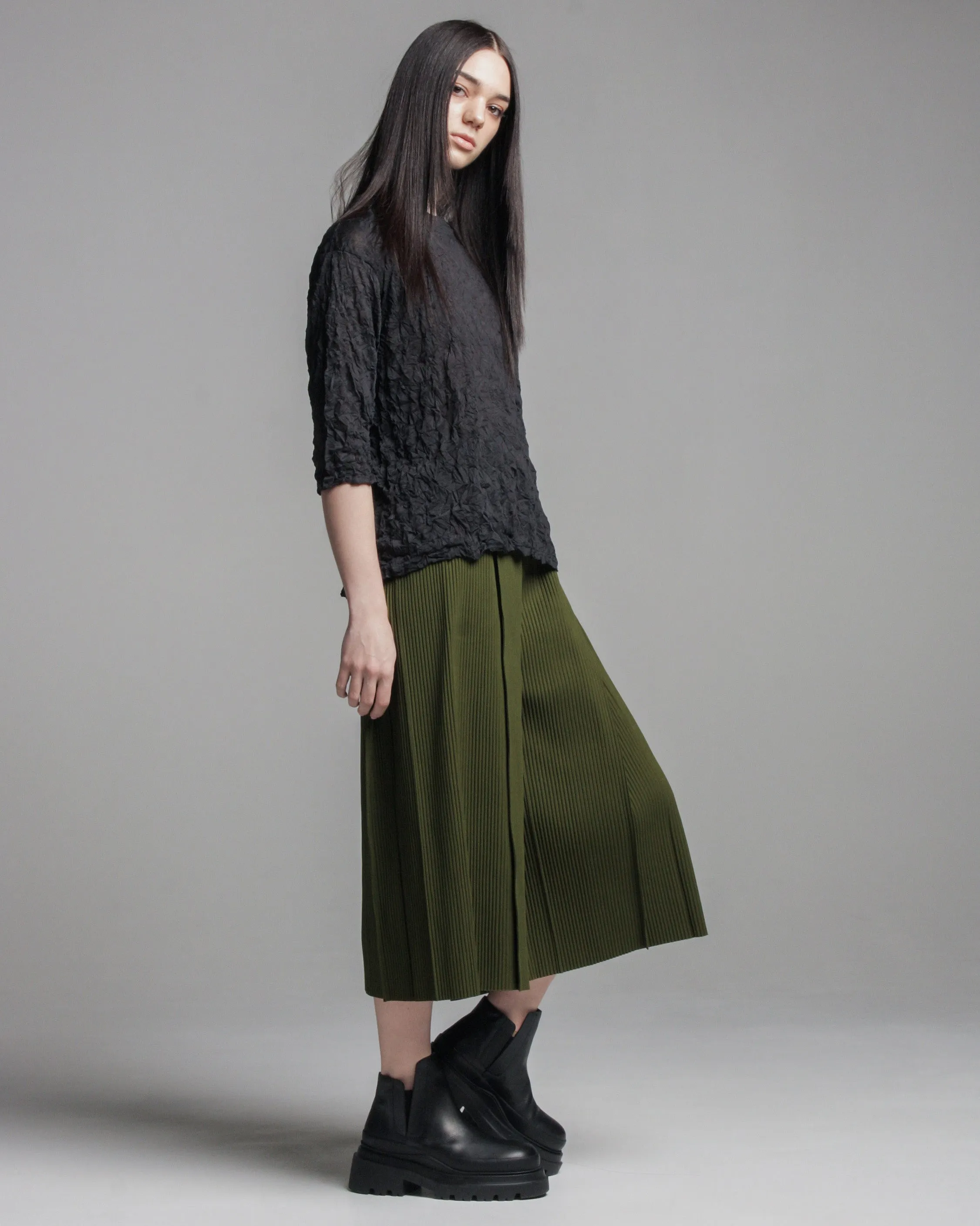 Green Tuck Pleat Pants