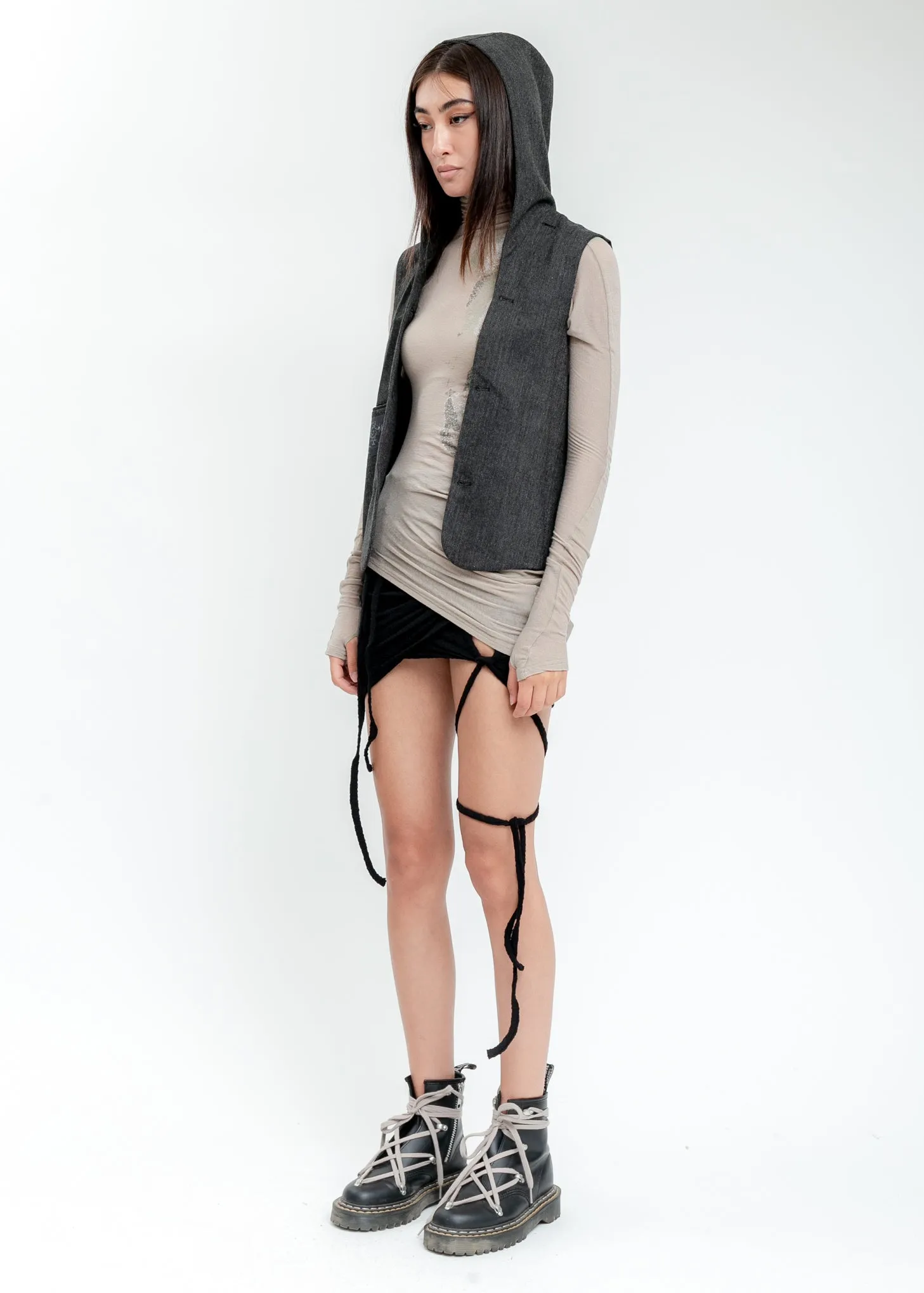 Grey Hooded Tailored Blazer