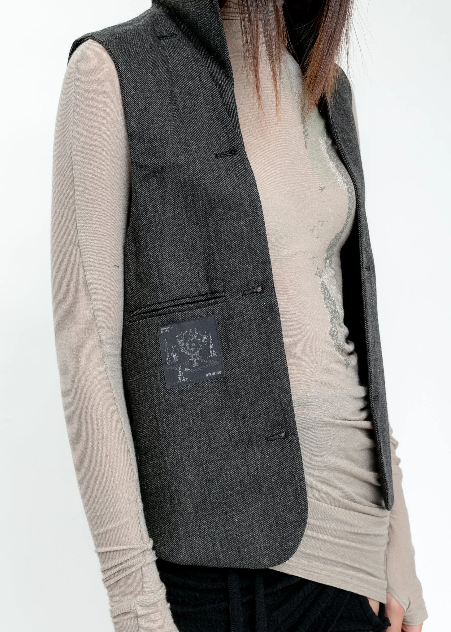 Grey Hooded Tailored Blazer