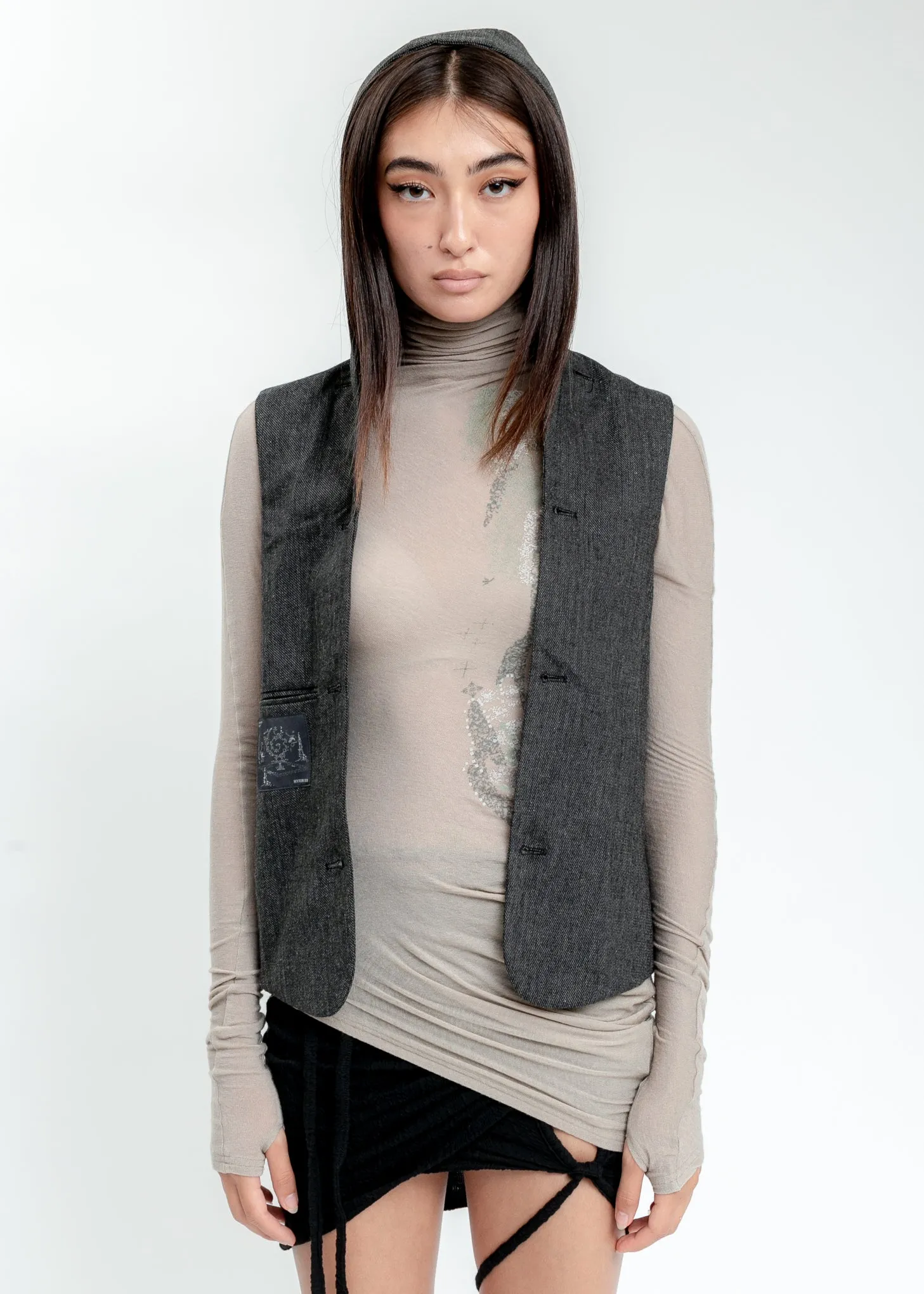 Grey Hooded Tailored Blazer