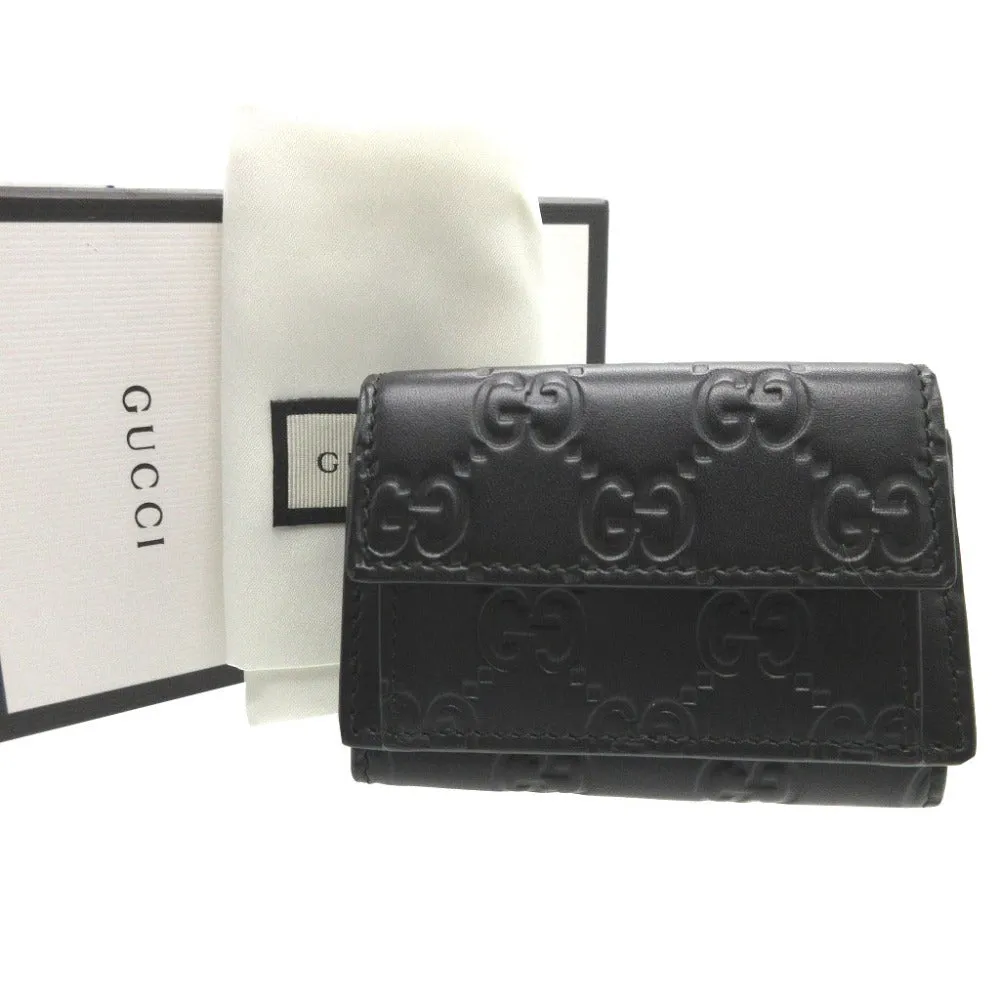 GUCCI Tri-fold wallet 547070 leather black Compact wallet Guccisima mens(Unisex) Used