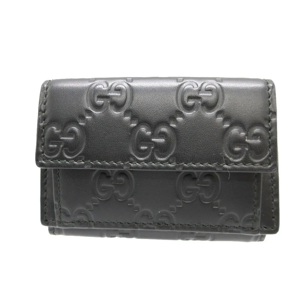 GUCCI Tri-fold wallet 547070 leather black Compact wallet Guccisima mens(Unisex) Used