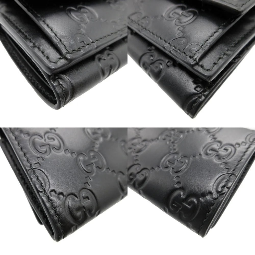 GUCCI Tri-fold wallet 547070 leather black Compact wallet Guccisima mens(Unisex) Used