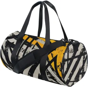 Gym Bag for Women and Men Small Duffel Bag for Sports Travel Weekender Overnight Vacation Beach Lightweight Carry on Bag for Boys Girls Abstract Gray Orange