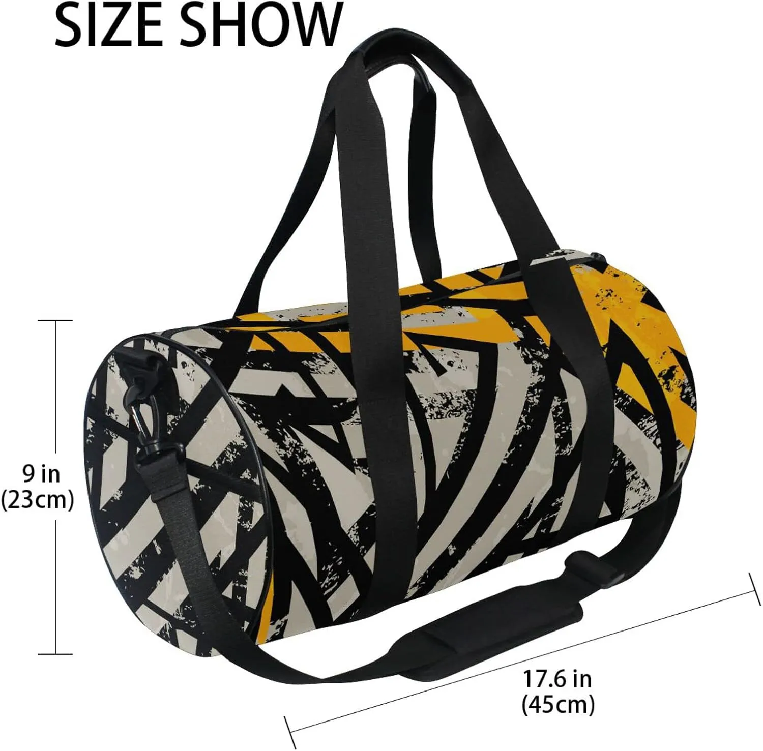 Gym Bag for Women and Men Small Duffel Bag for Sports Travel Weekender Overnight Vacation Beach Lightweight Carry on Bag for Boys Girls Abstract Gray Orange