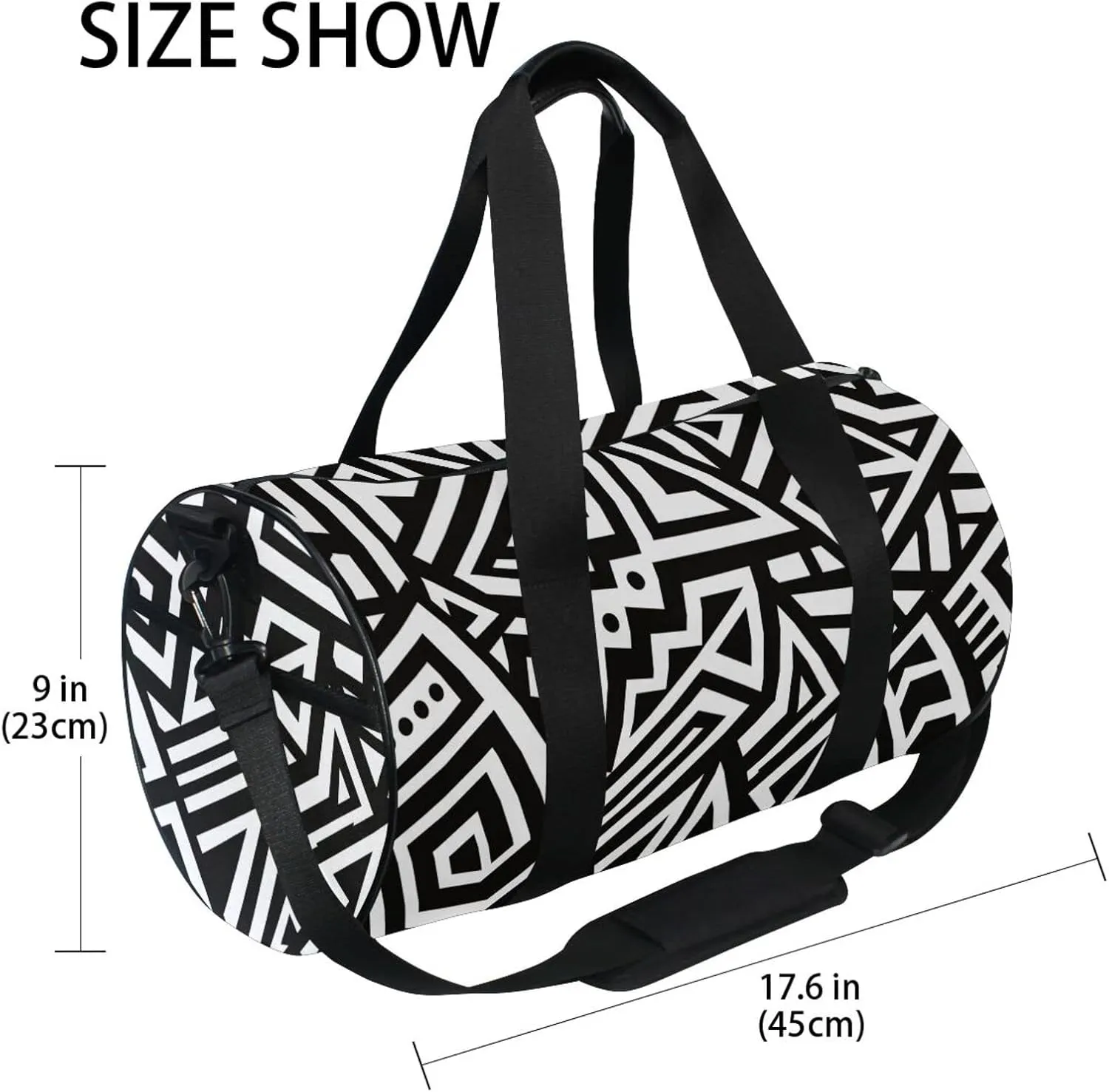 Gym Bag for Women and Men Small Duffel Bag for Sports Travel Weekender Overnight Vacation Beach Lightweight Carry on Bag for Boys Girls Black and White