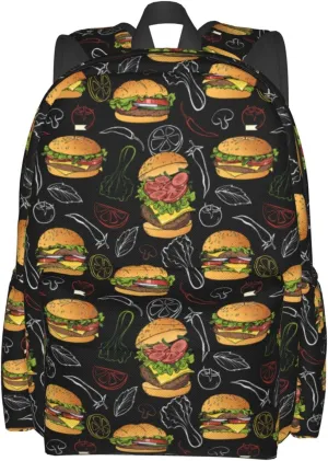 Hamburger Backpack Travel Backpack for Women Men Work Laptop backpacks Carry on Backpack Computer Backpack Casual Daypack for Hiking Camping Climbing Gifts
