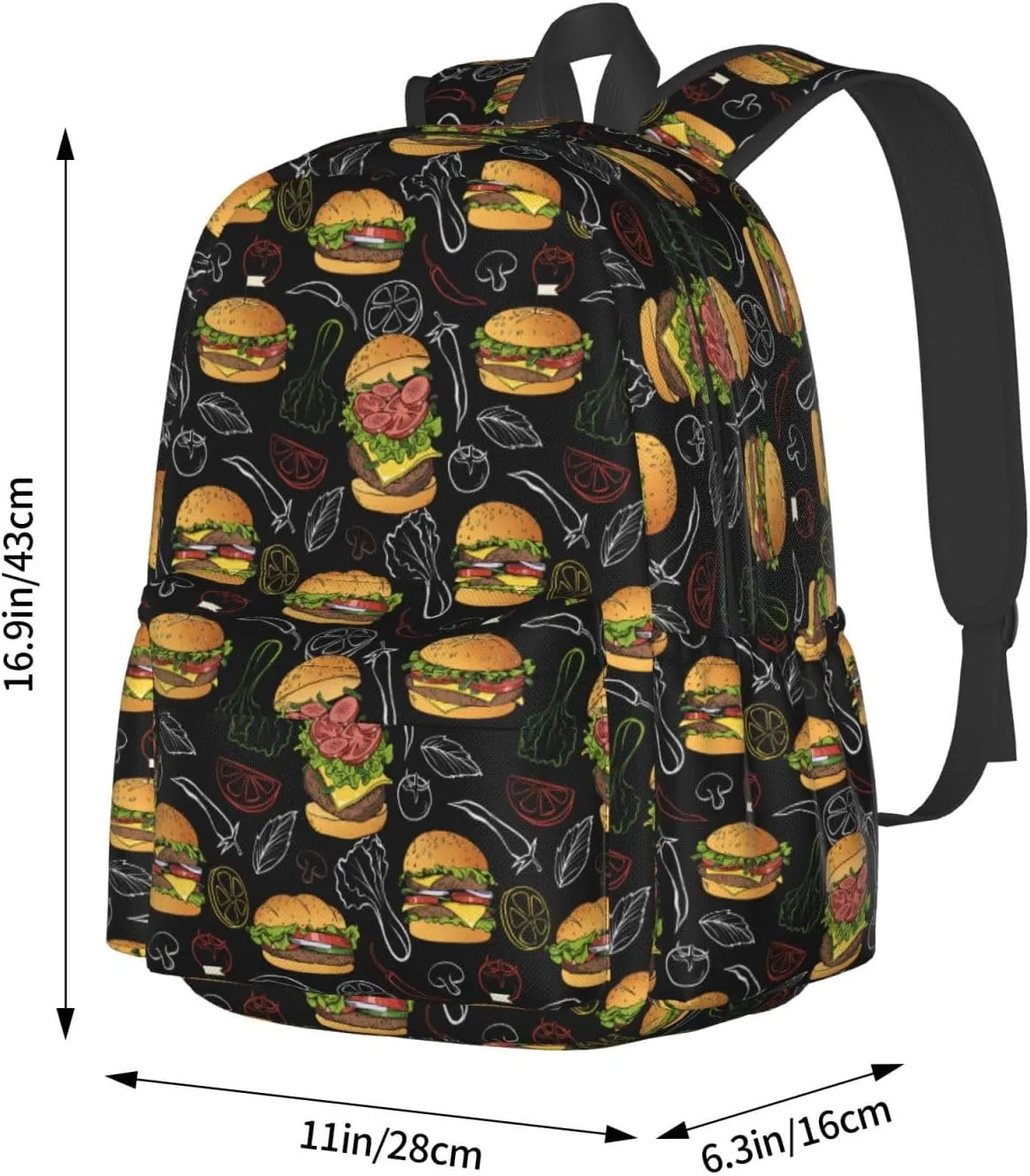 Hamburger Backpack Travel Backpack for Women Men Work Laptop backpacks Carry on Backpack Computer Backpack Casual Daypack for Hiking Camping Climbing Gifts