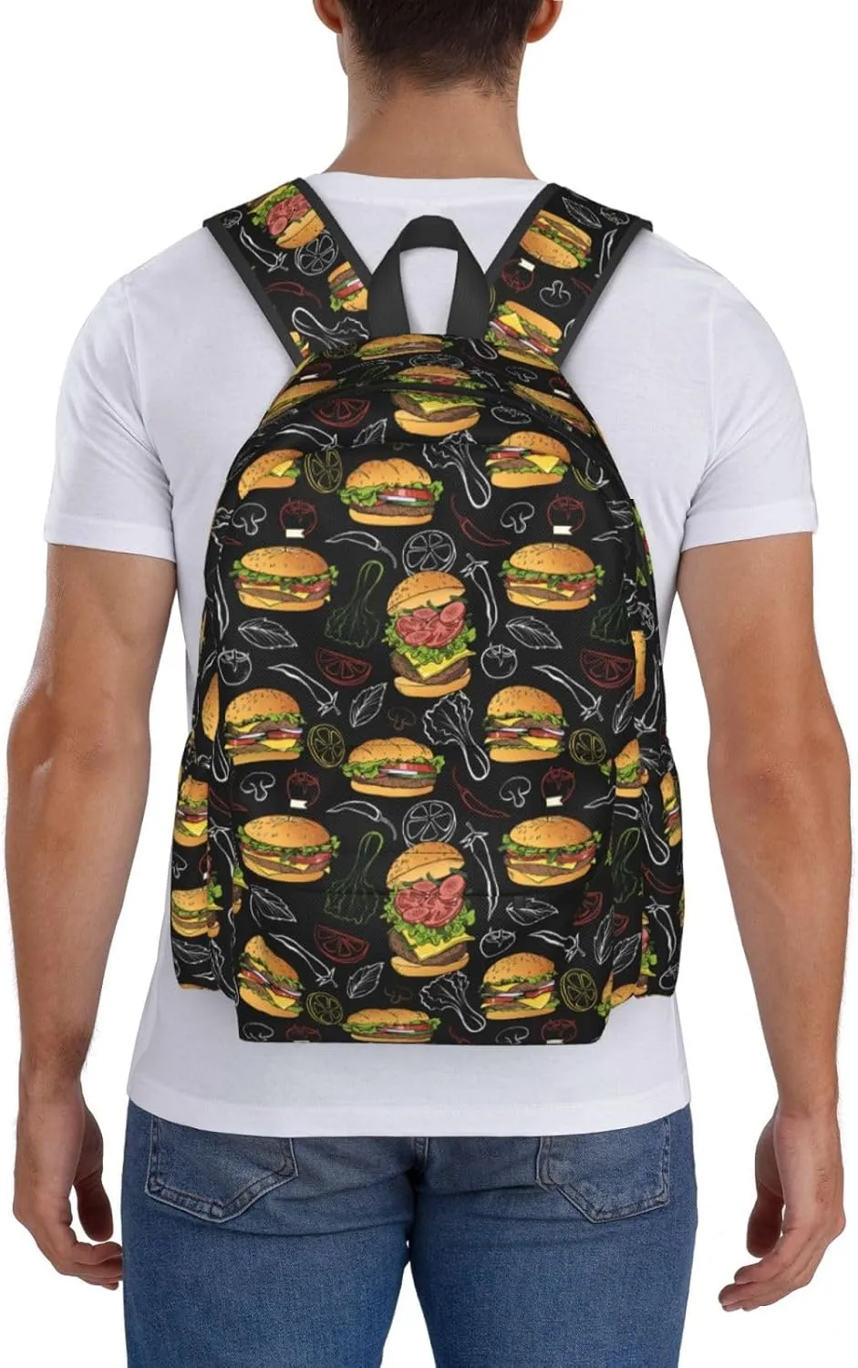 Hamburger Backpack Travel Backpack for Women Men Work Laptop backpacks Carry on Backpack Computer Backpack Casual Daypack for Hiking Camping Climbing Gifts