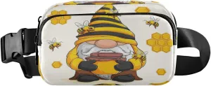 Hand Drawn Bee Gnome Belt Bag for Women Men Honey Honeycomb Fanny Pack Small Waist Pouch Crossbody Bags for Outdoor Hiking Running Travel