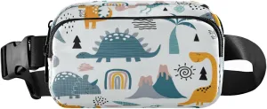 Hand Drawn Dino Belt Bag for Women Men Fanny Pack Small Waist Pouch Crossbody Bags for Outdoor Hiking Running Travel