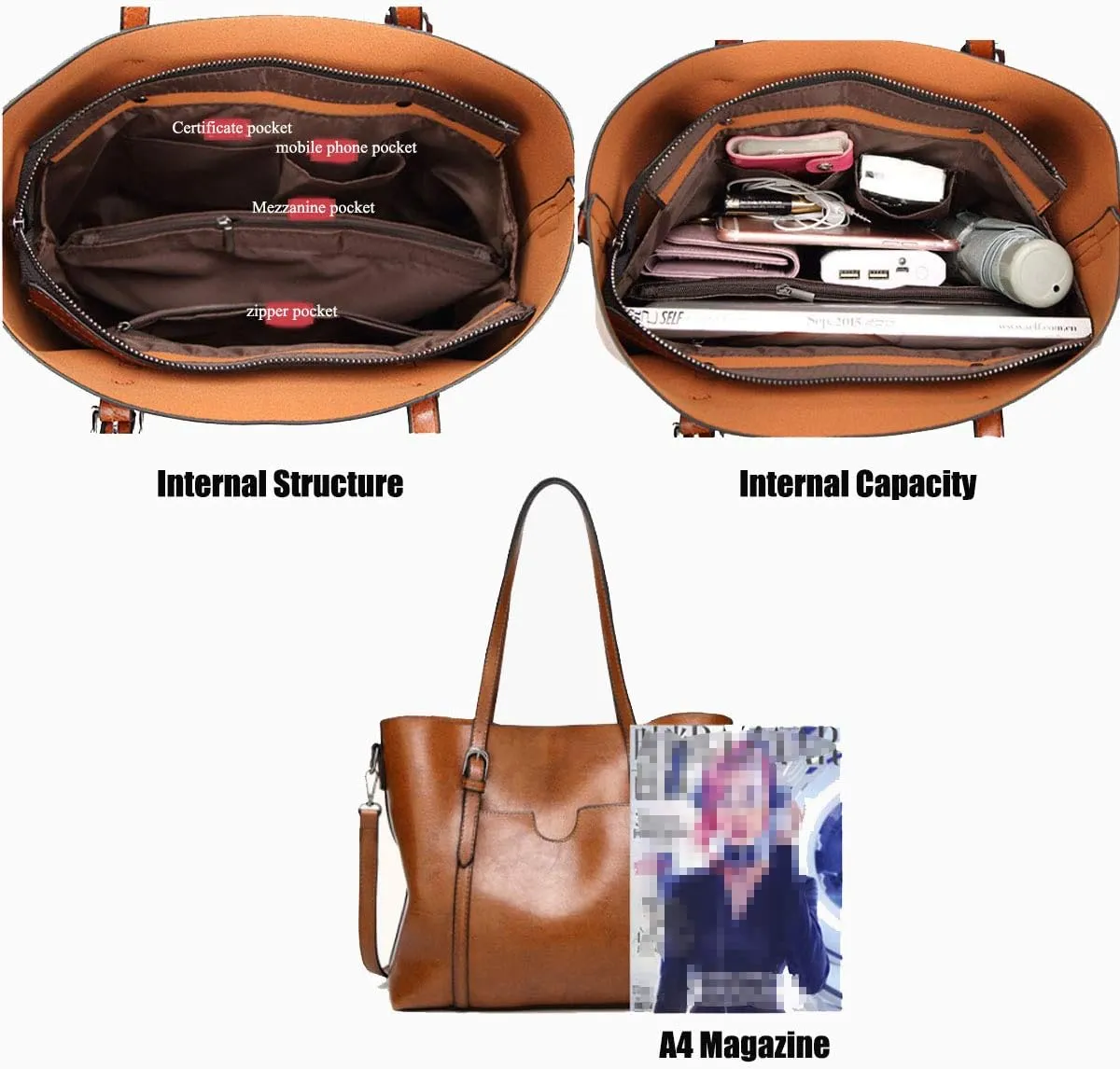 Handbags for Women Shoulder Bags Tote Satchel Hobo 3pcs Purse Set