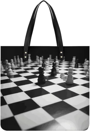 Handbags for WomenBlack White Chess CheckerboardTrendy Vegan Leather Hobo Handbags,Women's Soft Bucket Bag For Women - Ladies Handbags For Work, Travel, Casual Use,Birthday Gifts