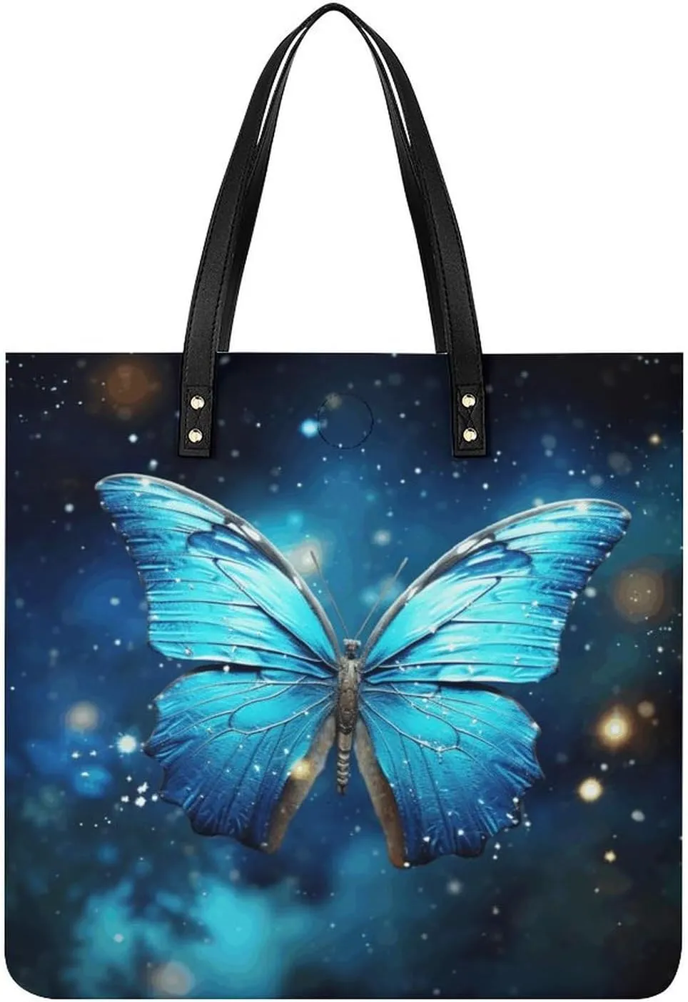 Handbags for WomenBlue Starry ButterflyTrendy Vegan Leather Hobo Handbags,Women's Soft Bucket Bag For Women - Ladies Handbags For Work, Travel, Casual Use,Birthday Gifts