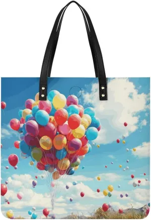 Handbags for WomenColorful BalloonsTrendy Vegan Leather Hobo Handbags,Women's Soft Bucket Bag For Women - Ladies Handbags For Work, Travel, Casual Use,Birthday Gifts